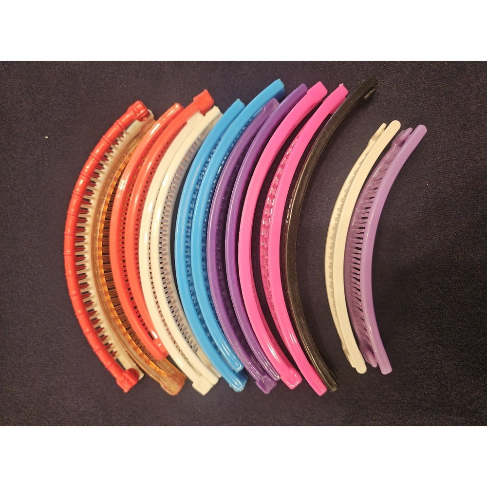 Vintage 1980's Banana Hair Clips Ponytail Clincher Combs Retro Lot Of 15